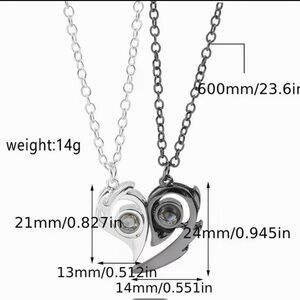 Silver Heart couple live promise Necklace